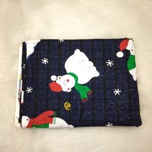 FABRIC Vintage Christmas Polar Bears on dark navy/black background